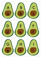 Vorschau - Mal- und Bastelvorlagen - Buchstaben/ ABC - Avocado Zuordnungsspiel #rabattraketenzusalevester25 - Seite 1