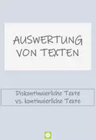 Vorschau - Arbeitsblätter - Kontinuierliche Texte und diskontinuierliche Texte - Deckblatt