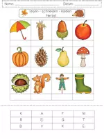 Vorschau - Arbeitsblätter - lesen schneiden kleben HERBST Lesegitter - Seite 1