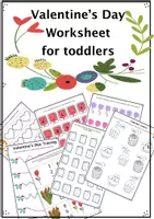 Vista previa - Hojas de trabajo - "St. Valentine’s Day Worksheet for toddlers: Cupcake Colors, tulips, cactus plants " - Portada