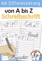 Vorschau - Unterrichtsreihen - Einführung Schreibschrift SAS - von A bis Z - differenzierte Arbeitsblätter - Deckblatt