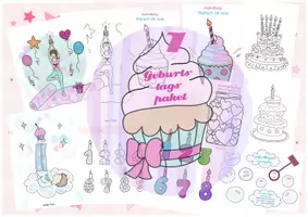 Vorschau - Mal- und Bastelvorlagen - 🎀Geburtstagspaket 1🧁 - Deckblatt