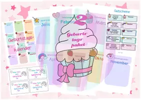 Vorschau - Mal- und Bastelvorlagen - 🎀🧁🌟Sparpaket Geburtstag🎁🎂🎈 - Seite 1