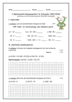 Vorschau - Klassenarbeiten - Klassenarbeit Mathematik 5. Klasse - Deckblatt