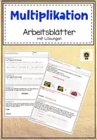 Vorschau - Arbeitsblätter - Multiplikation Arbeitsblätter mit Lösungen zur Wiederholung - Deckblatt