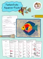 Vorschau - Arbeitsblätter - Farbenfrohe Fische, einfach zeichnen und malen - Deckblatt