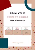 Vorschau - Arbeitsblätter - signal words - perfect tenses - study cards - WabiSabiTeacher - Deckblatt