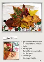 Vorschau - Arbeitsblätter - Blätterkunst im Herbst Herbstdeko Igel - Seite 1