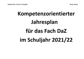 Vorschau - Lehrpläne/Lehrermaterial - Jahresplan/ Stoffverteilungsplan: Deutsch als Zweitsprache/ DaZ (Klasse 3, Bayern) - Seite 1