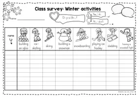 Vorschau - Arbeitsblätter - Winter Activities - Class Survey Englisch Grundschule (Klasse 3–4) – Interview & Speaking Activity für Wortschatztraining Winter | Arbeitsblätter - Seite 1