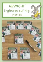 Vorschau - Stationenlernen - Ergänzen auf 1 Kilogramm - Kartei - Deckblatt