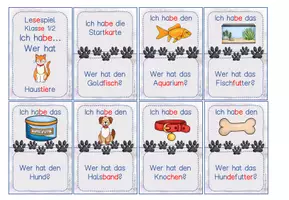 Vorschau - Spiele - Lesespiel Haustiere für die Klassen 1 & 2 in Silbenschrift - Seite 1
