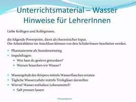 Vorschau - Arbeitsblätter - Wasser als Lebenselixir-Powerpoint und Arbeitsblätter - Seite 1