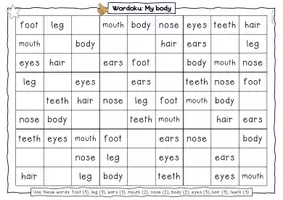 Vorschau - Arbeitsblätter - Spiel Wordoku "My body" - Seite 1