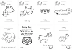 Vorschau - Arbeitsblätter - Buddy Book erstellen am Beispiel von "What colour are your knickers?" (colours, animals) - Deckblatt