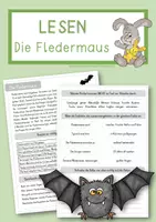 Vorschau - Arbeitsblätter - Leseverständnis Fledermaus - Kopiervorlage - Deckblatt