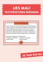 Vorschau - Aufgabenkarten - Task-Karten: Lies mal! Textstrukturen erkennen - Deckblatt