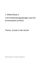Vorschau - Arbeitsblätter - 1. Diktat Klasse 2 " In der Schule" mit Übungen und Vorbereitung - Deckblatt