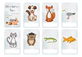 Vorschau - Fördermaterial/Inklusion - Silbenkarten Tiere Übung Deutsch - Seite 1