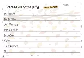 Vorschau - Arbeitsblätter - Herbstsätze - Schreibe die Sätze fertig - Seite 2