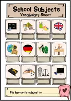 Vorschau - Bildkarten - School Subjects - Word Cards and Vocabulary Sheets (Vokabeleinführung Schulfächer Englisch) - Seite 1