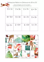 Vorschau - Arbeitsblätter - Weihnachtliches Rechenpuzzle Addition ZR 20 mit ZÜ - Seite 1