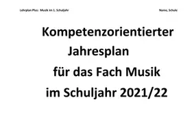 Vorschau - Lehrpläne/Lehrermaterial - Jahresplan/ Stoffverteilungsplan: Musik (Klasse 1, Bayern) - Seite 1