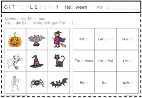 Vorschau - Arbeitsblätter - Lesegitter Halloween: Leseübungen für Klasse 1 und 2 - Seite 2