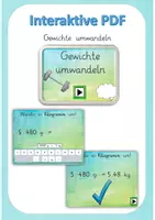 Vorschau - Interaktives Material - Interaktive PDF - Gewichte umwandeln - Deckblatt