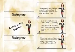 Aperçu - Préparation de séance / Séance complète - Shakespeare - Conversation Starter - Speaking Prompts - Stop and Swap Cards - Page 2