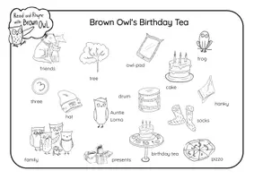 Aperçu - Feuilles d'exercices - Brown Owl's Birthday Tea - PICTURE DICTIONARY WORDMATS - Page 3