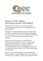 Vorschau - Text - Auf die Natur achten - Was bedeutet Nachhaltigkeit? - Deckblatt