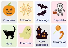Vista previa - Tarjetas / Manipulativos - ¡Flashcards de Halloween en Español! - página 1
