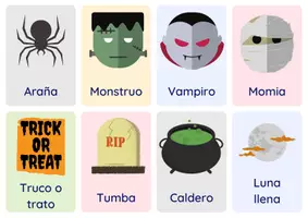 Vista previa - Tarjetas / Manipulativos - ¡Flashcards de Halloween en Español! - página 2