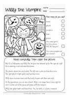 Vorschau - Arbeitsblätter - Halloween read + color - autumn / Herbst Englisch - Seite 1