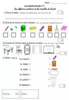 Vorschau - Arbeitsblätter - Lernzielkontrolle Test Französisch "à l'école" - Schulsachen/Schulmöbel - Seite 1