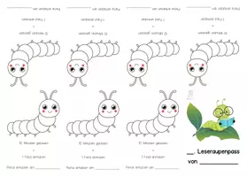 Vorschau - Mal- und Bastelvorlagen - Leseraupe Pass Minibook zum Ausmalen und Plakat - Seite 2