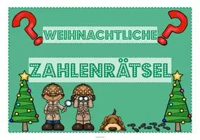 Vorschau - Arbeitsblätter - Winterliches Zahlenrätsel Gleichungen gemischt 4 Variablen - Deckblatt