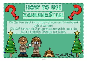 Vorschau - Arbeitsblätter - Winterliches Zahlenrätsel Gleichungen gemischt 4 Variablen - Seite 1