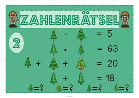 Vorschau - Arbeitsblätter - Winterliches Zahlenrätsel Gleichungen gemischt 4 Variablen - Seite 3