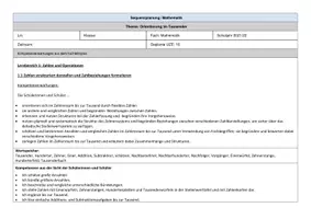 Vorschau - Lehrpläne/Lehrermaterial - Sequenzplanung/ Reihenplanung: Orientierung im Zahlenraum 1000 (Klasse 3) - Seite 1