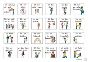 Vorschau - Mal- und Bastelvorlagen - 24 Affirmationen Karten Werte "Ich bin" Adventskalender - Seite 1