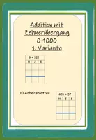 Vorschau - Arbeitsblätter - 10 Arbeitsblätter zur Addition mit ZÜ 0-1000 - Deckblatt