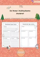 Vorschau - Arbeitsblätter - Die Bremer Stadtmusikanten: Steckbrief - Deckblatt