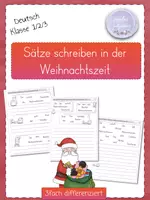 Vorschau - Arbeitsblätter - 🎅🏼 Sätze schreiben I 3fach differenziert I Weihnachten I Klasse 1-3 - Deckblatt