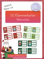 Vorschau - Fördermaterial/Inklusion - 🎅🏼 Klammerkarten I Weihnachten I Anlaut-Silbe-Wort - Deckblatt