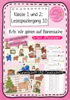 Vorschau - Arbeitsblätter - 1. Klasse: Lesespaziergang 10 - Auf Bärensuche - Wörter mit B und b in Grundschrift UND Druckschrift (Jahrgangsmischung) - Deckblatt