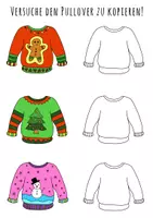Vorschau - Arbeitsblätter - Coole Weihnachts Pullover zum Entwerfen und Ausmalen ⛄️ Ugly Christmas Sweater - Seite 1