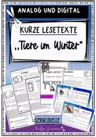 Vorschau - Unterrichtsreihen - Kurze Lesetexte - Tiere im Winter, Grundschule Sachunterricht Klasse 2, analog und digital - Deckblatt