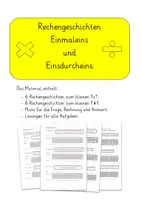 Vorschau - Arbeitsblätter - Arbeitsblätter: Sachrechnen 1x1 und 1:1 - Deckblatt